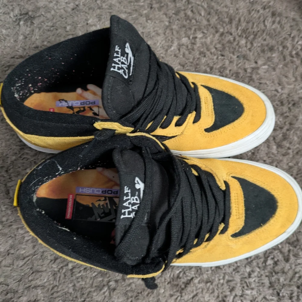 Vans Half Cab Men 8.5 Yellow and Black Sneakers Bruce Lee Used 012025 - Picture 6 of 8